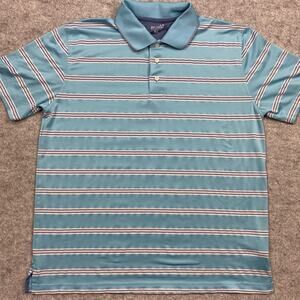 Brooks Brothers Polo mens XL golf performance stripe stretch spandex blue casual